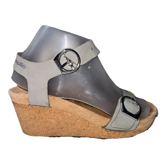 Papillio By Birkenstock Soley EU36 US L5 Dove Gray Nubuck Leather Wedge Sandals. - Picture 5 of 9